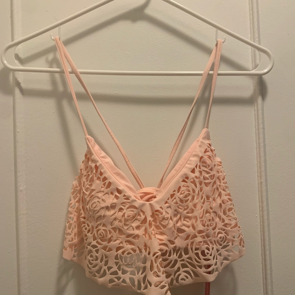 Peach Rose Bikini Top, size small target